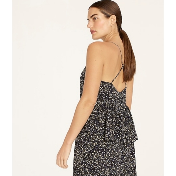 6. J.Crew Ruffle-back silk dress in starry sky print - Picture 3 of 8